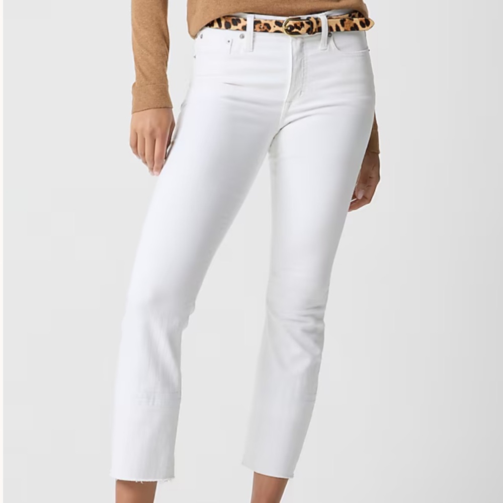J. Crew Mid Rise Kick Flare Denim White Jeans